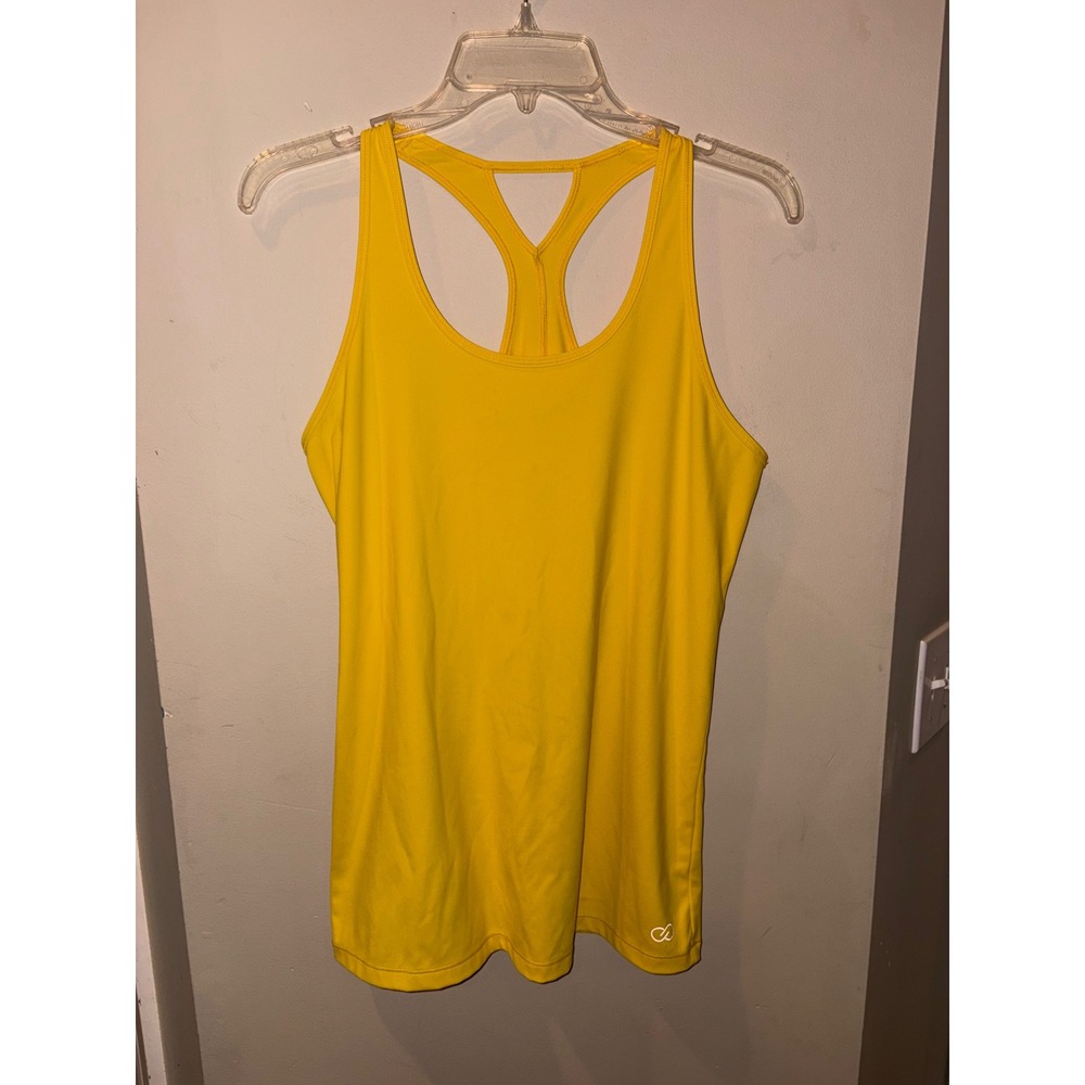 Calia Women Yellow Racerback Activewear Tank Top WAX11040Z Size large L
